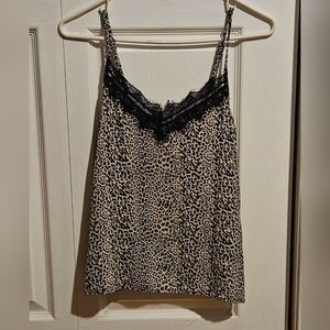 Arizona Cheetach Print Lace Trim Camisole Top Medium